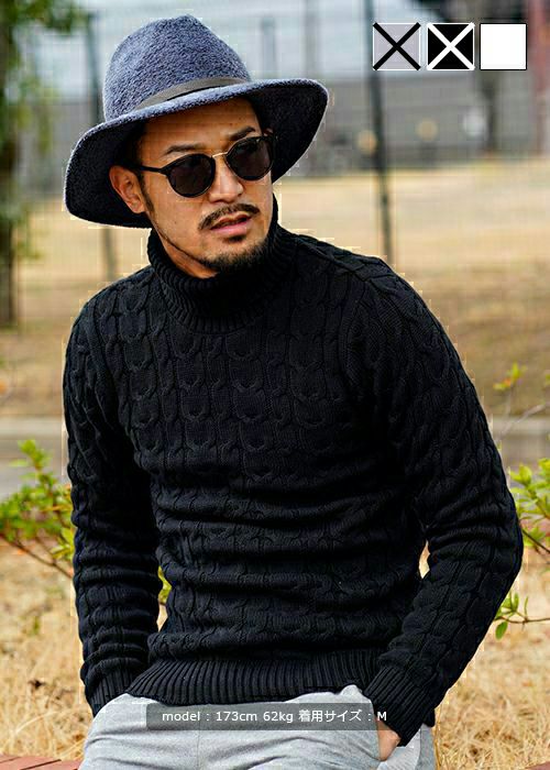 SALE】シックケーブルタートルニット | adamsJUGGLER（アダムス