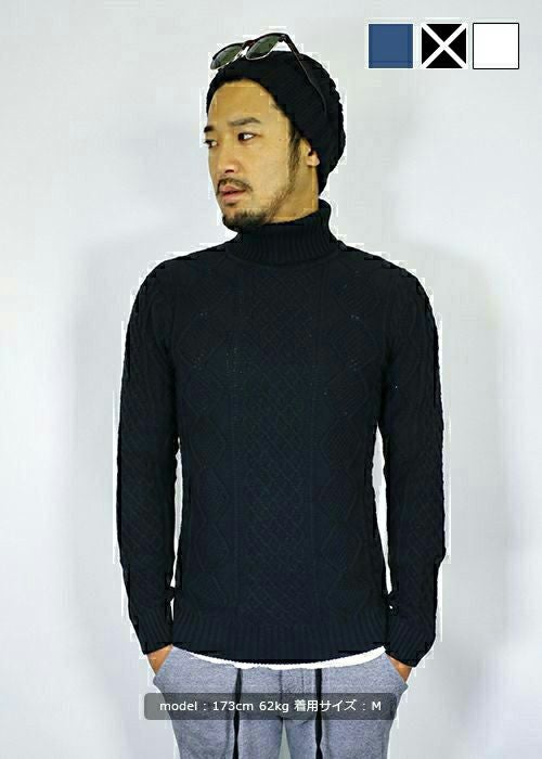 SALE】デティールケーブルタートルニット | adamsJUGGLER（アダムス