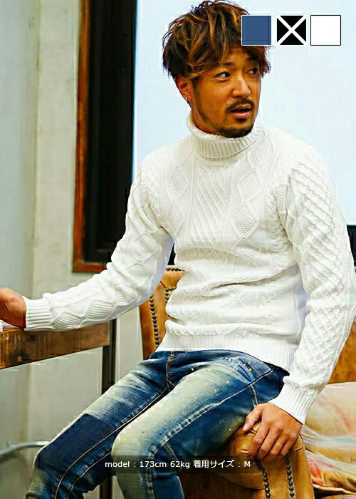 SALE】デティールケーブルタートルニット | adamsJUGGLER（アダムス