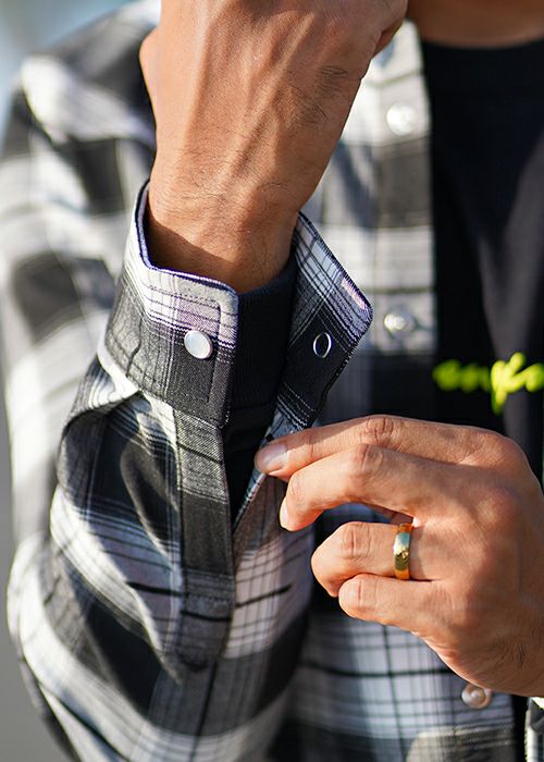 バリオスチェックロングシャツ | adamsJUGGLER（アダムスジャグラー