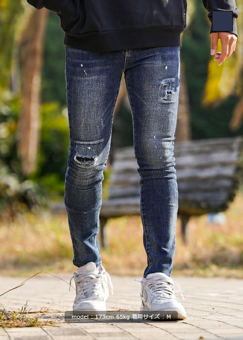 インディゴダメージリペアデニムロングパンツ | adamsJUGGLER