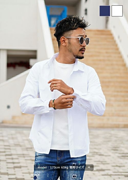 23/シアサッカーロングシャツ | adamsJUGGLER（アダムスジャグラー