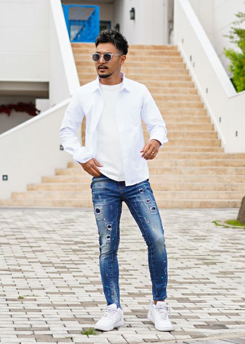 23/シアサッカーロングシャツ | adamsJUGGLER（アダムスジャグラー