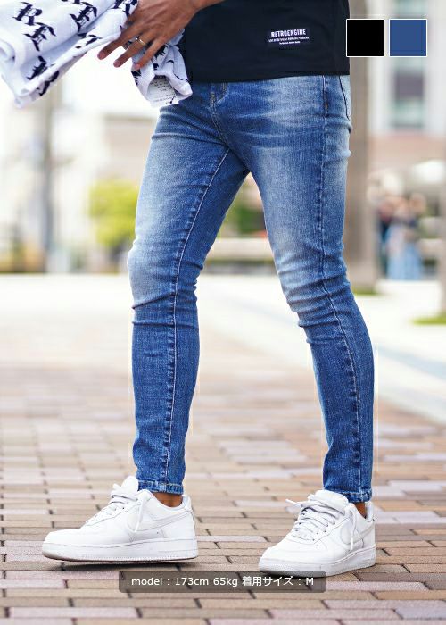 リファインドダメージブラックデニムロングパンツ | adamsJUGGLER