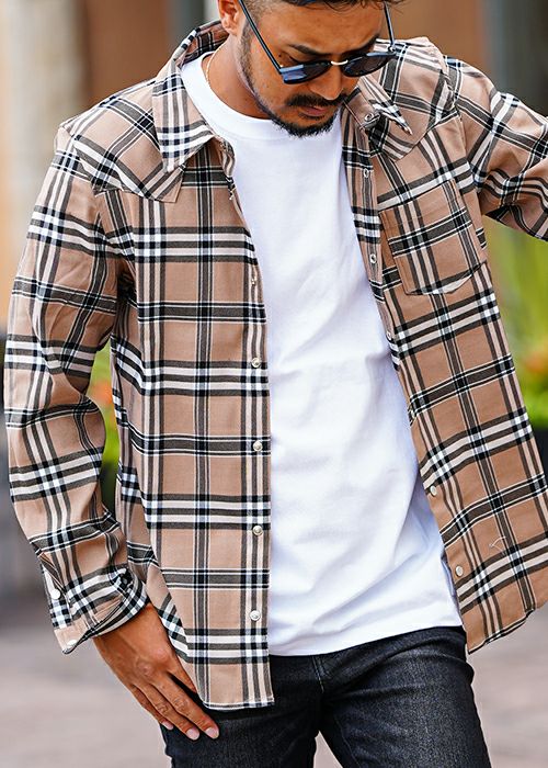 B2チェックロングシャツ | adamsJUGGLER（アダムスジャグラー）公式