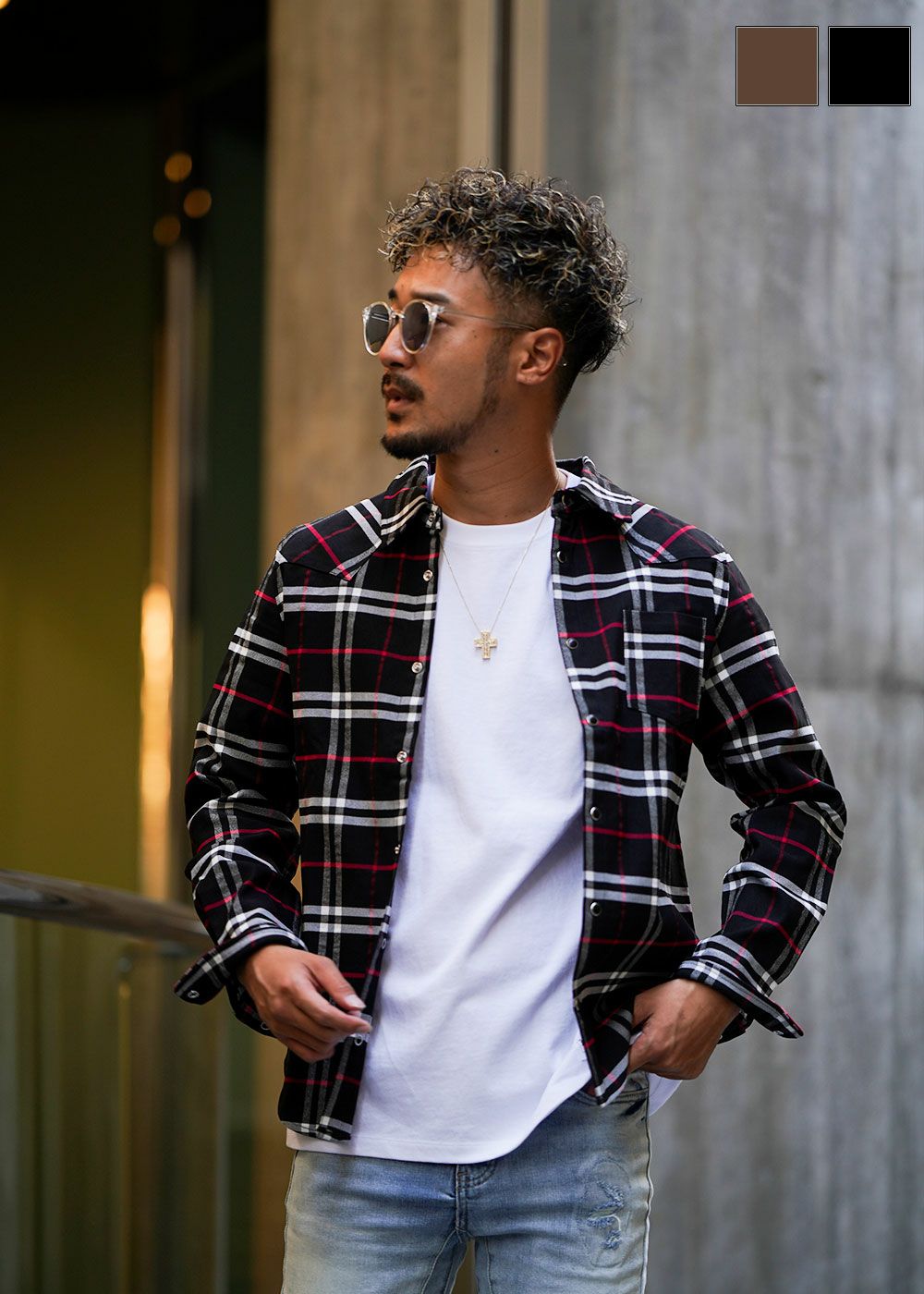 B2チェックロングシャツ | adamsJUGGLER（アダムスジャグラー）公式