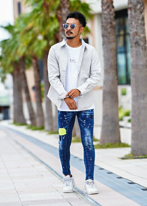 SALE】G/Bストライプロングシャツ | adamsJUGGLER（アダムスジャグラー