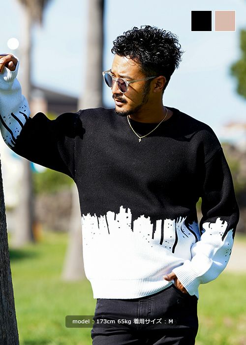 12Gレオパードニット クルーネック／ニット／メンズ