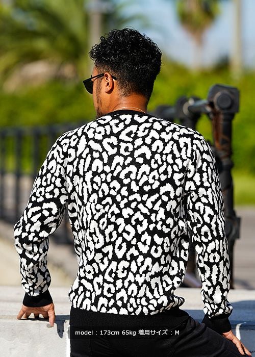 12Gレオパードニット クルーネック／ニット／メンズ