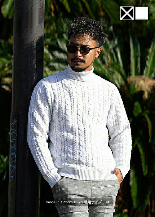 RTEG23ケーブルタートルニット クルーネック／ニット／メンズ