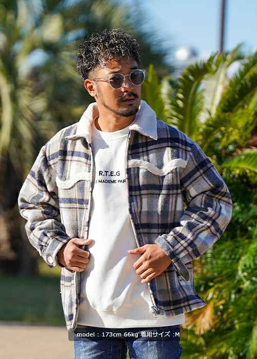 タータンチェックボアブルゾン | adamsJUGGLER（アダムスジャグラー