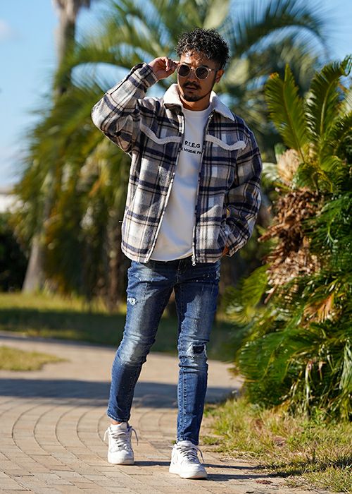 タータンチェックボアブルゾン | adamsJUGGLER（アダムスジャグラー