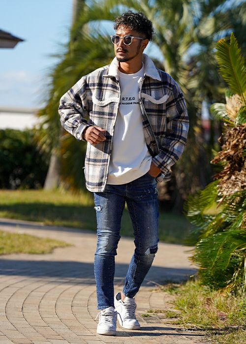 タータンチェックボアブルゾン | adamsJUGGLER（アダムスジャグラー