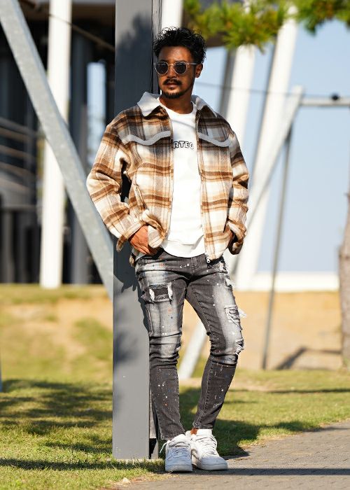 タータンチェックボアブルゾン | adamsJUGGLER（アダムスジャグラー