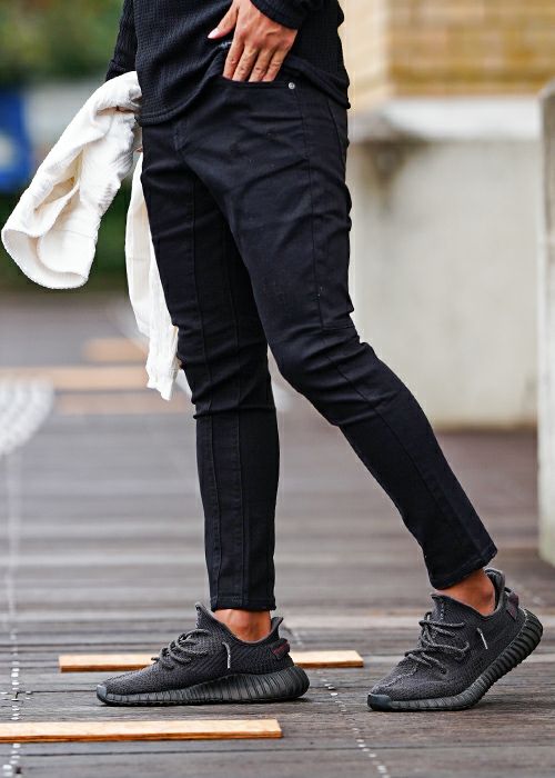 リファインドダメージブラックデニムロングパンツ | adamsJUGGLER