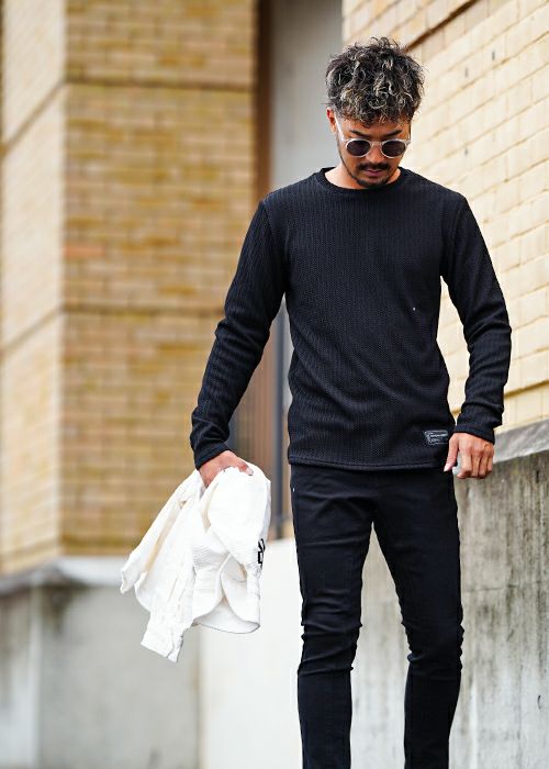 リファインドダメージブラックデニムロングパンツ | adamsJUGGLER