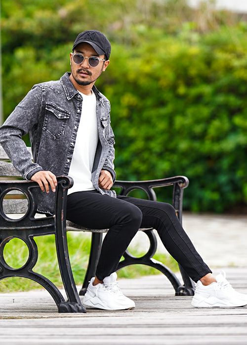 リファインドダメージブラックデニムロングパンツ | adamsJUGGLER