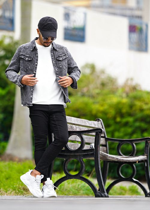 リファインドダメージブラックデニムロングパンツ | adamsJUGGLER