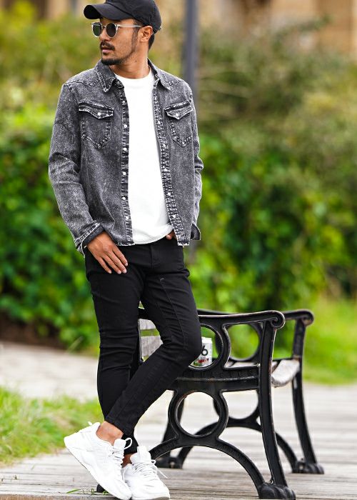 リファインドダメージブラックデニムロングパンツ | adamsJUGGLER