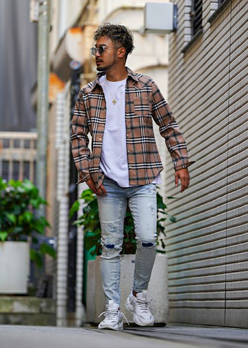 L/インディゴダメージデニムロングパンツ | adamsJUGGLER（アダムス 