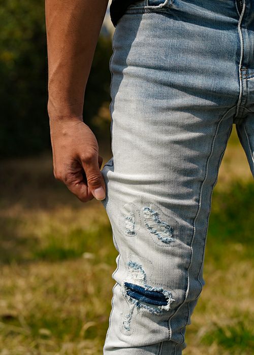 L/インディゴダメージデニムロングパンツ | adamsJUGGLER（アダムス