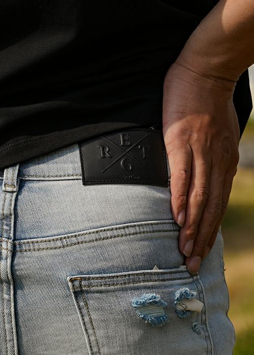 L/インディゴダメージデニムロングパンツ | adamsJUGGLER（アダムス