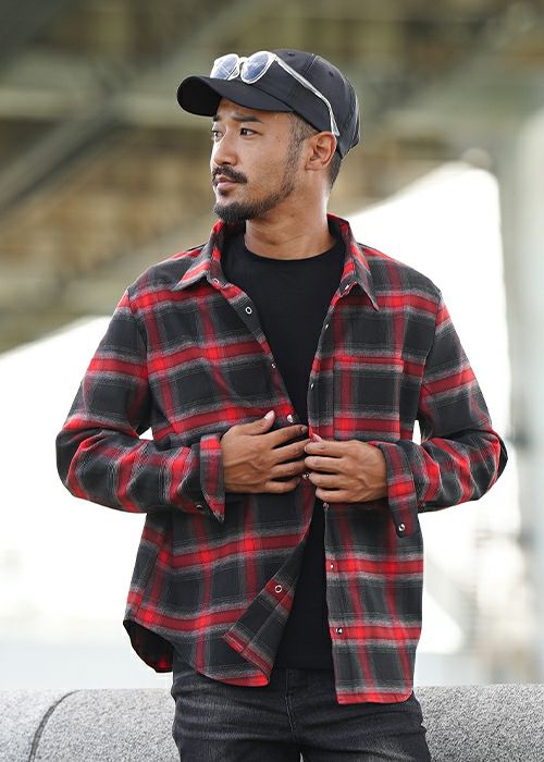 O.Eチェックロングシャツ | adamsJUGGLER（アダムスジャグラー）公式