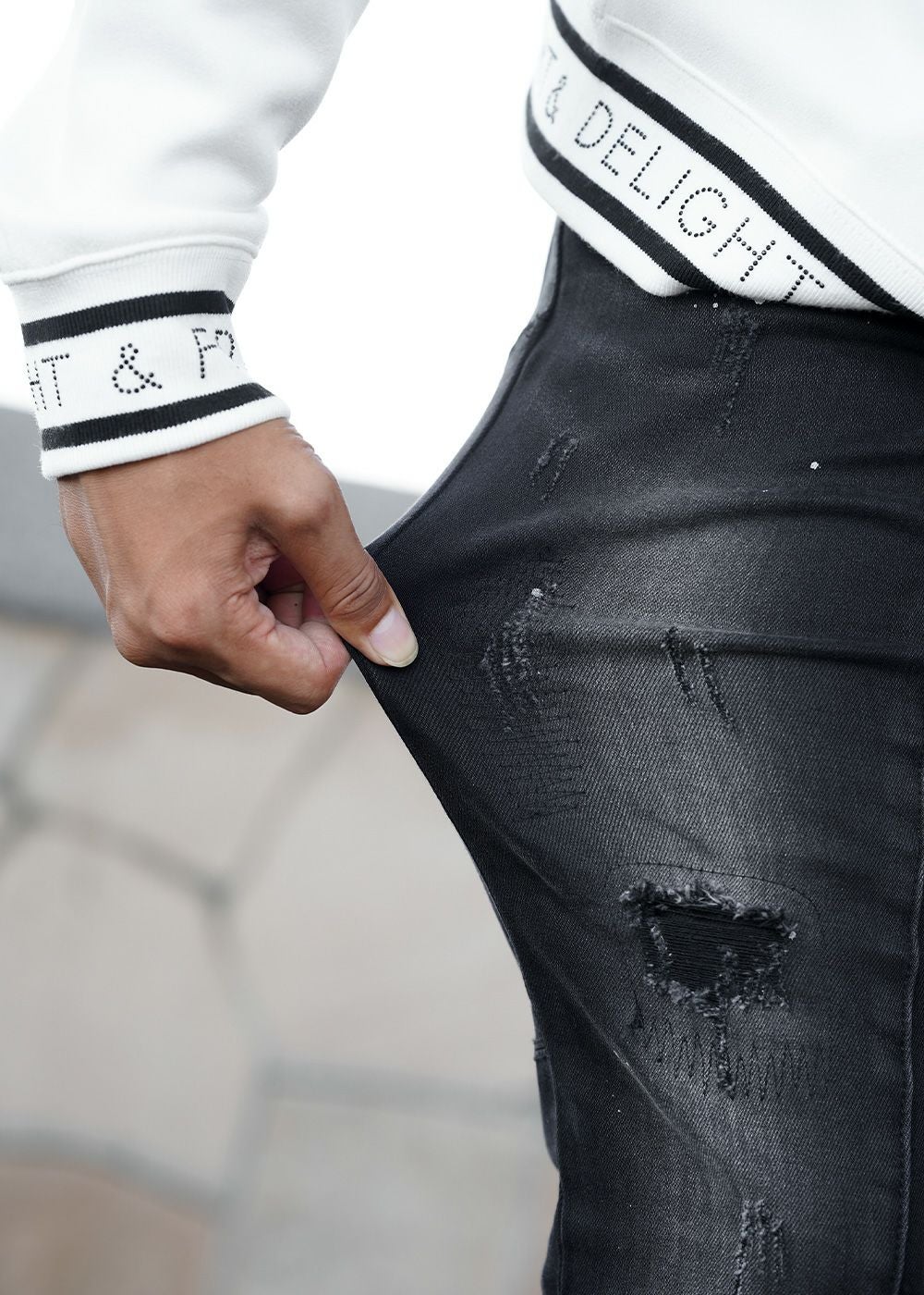 G/ブラックペイントデニムパンツ | adamsJUGGLER（アダムスジャグラー