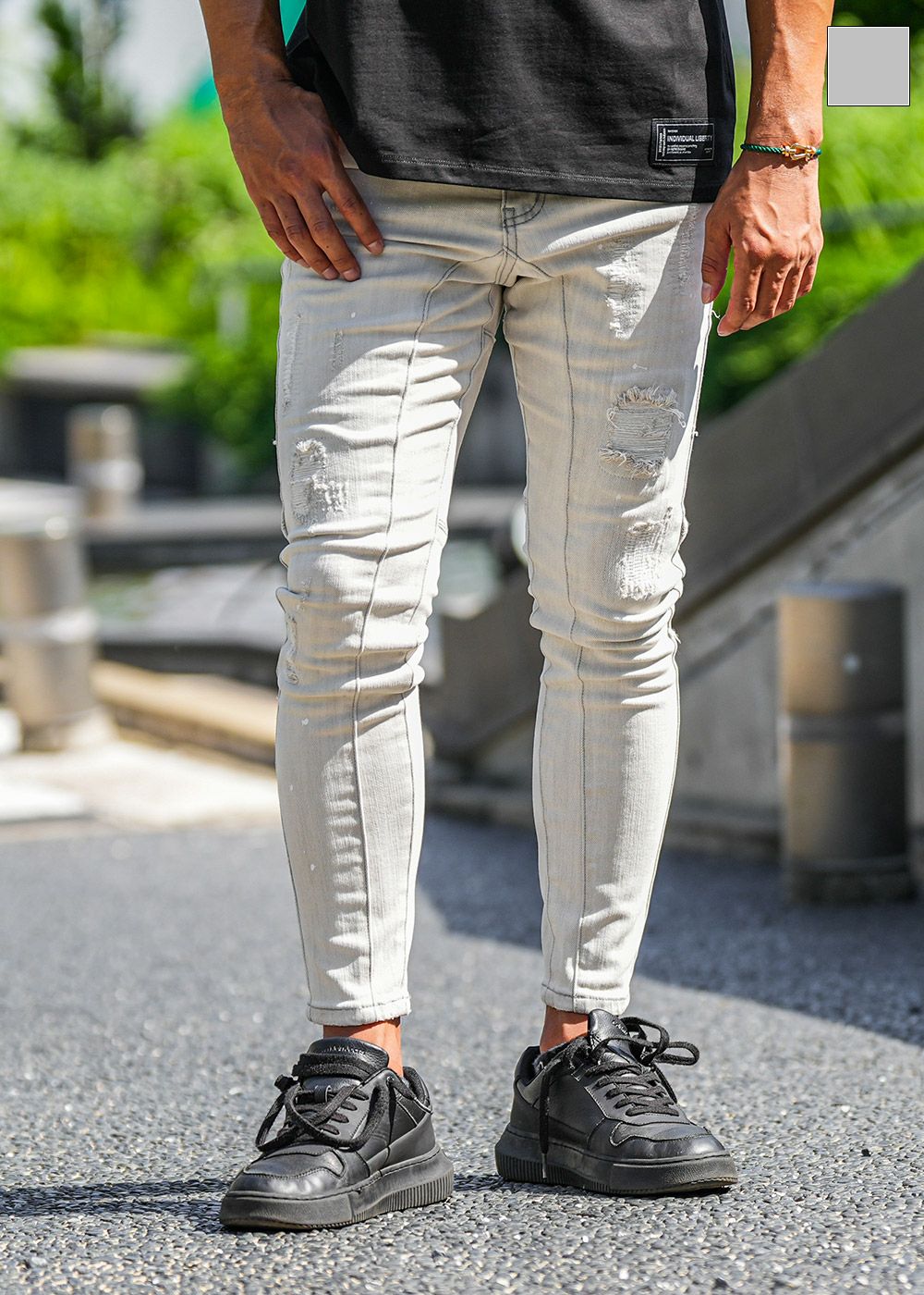 G/グレーペイントデニムロングパンツ | adamsJUGGLER（アダムス