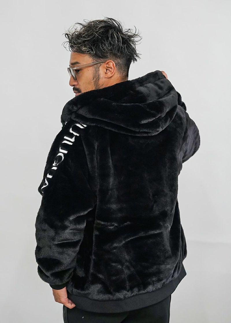 アダムスジャグラー 完売フリースボアジャケット S ボアロゴフーディー 