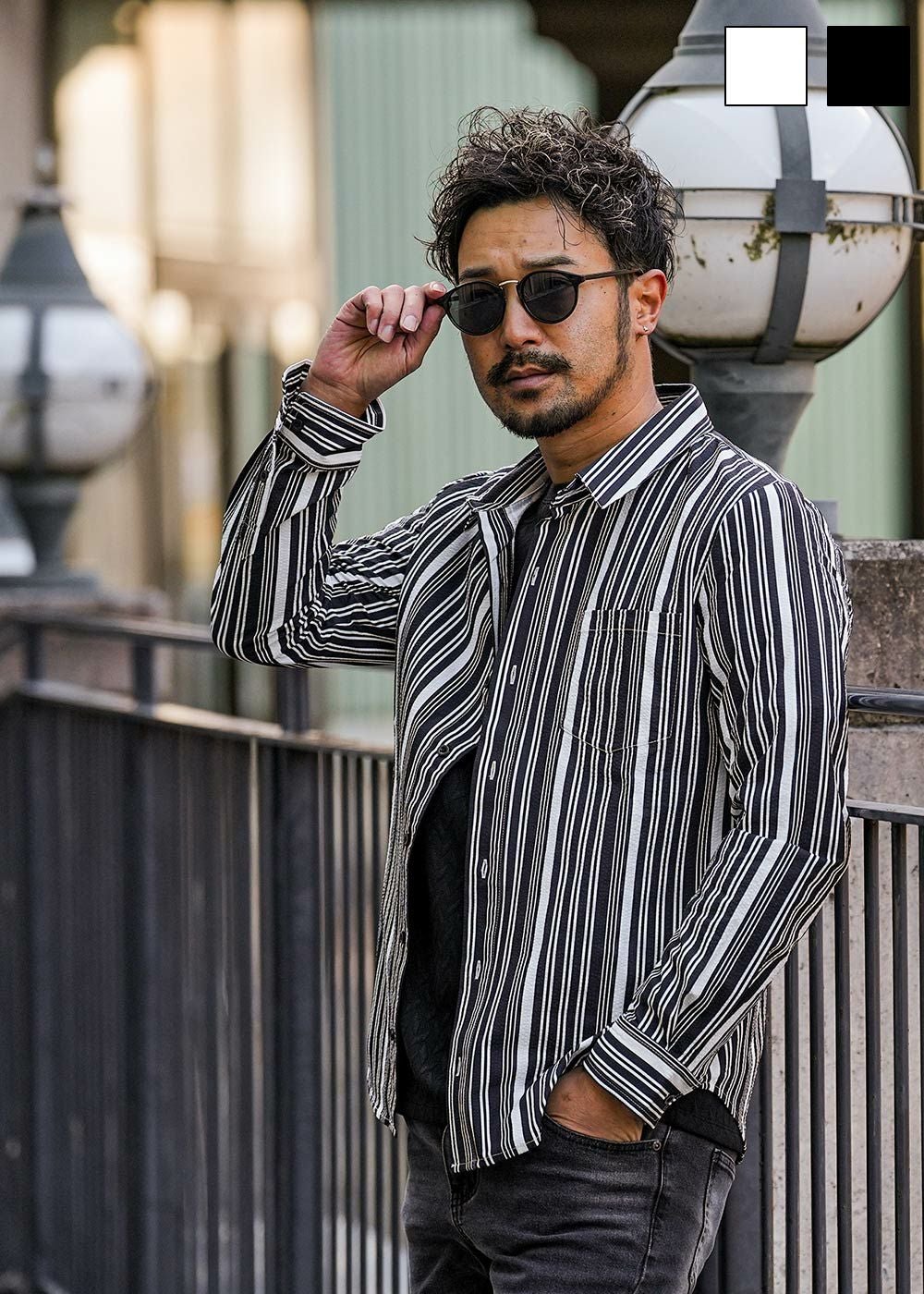 23/ストライプシアサッカーロングシャツ | adamsJUGGLER（アダムス