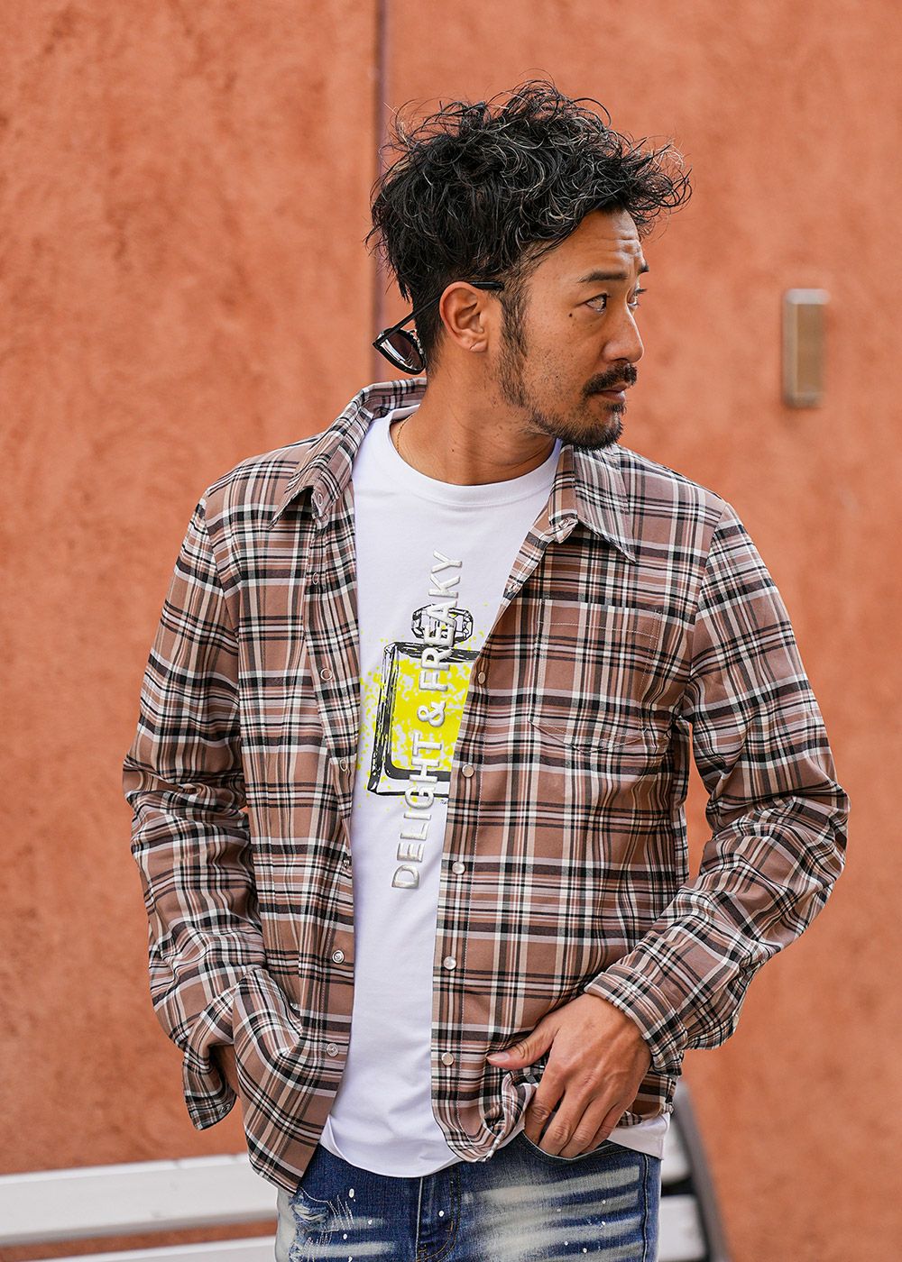 RTEGシックチェックロングシャツ | adamsJUGGLER（アダムスジャグラー