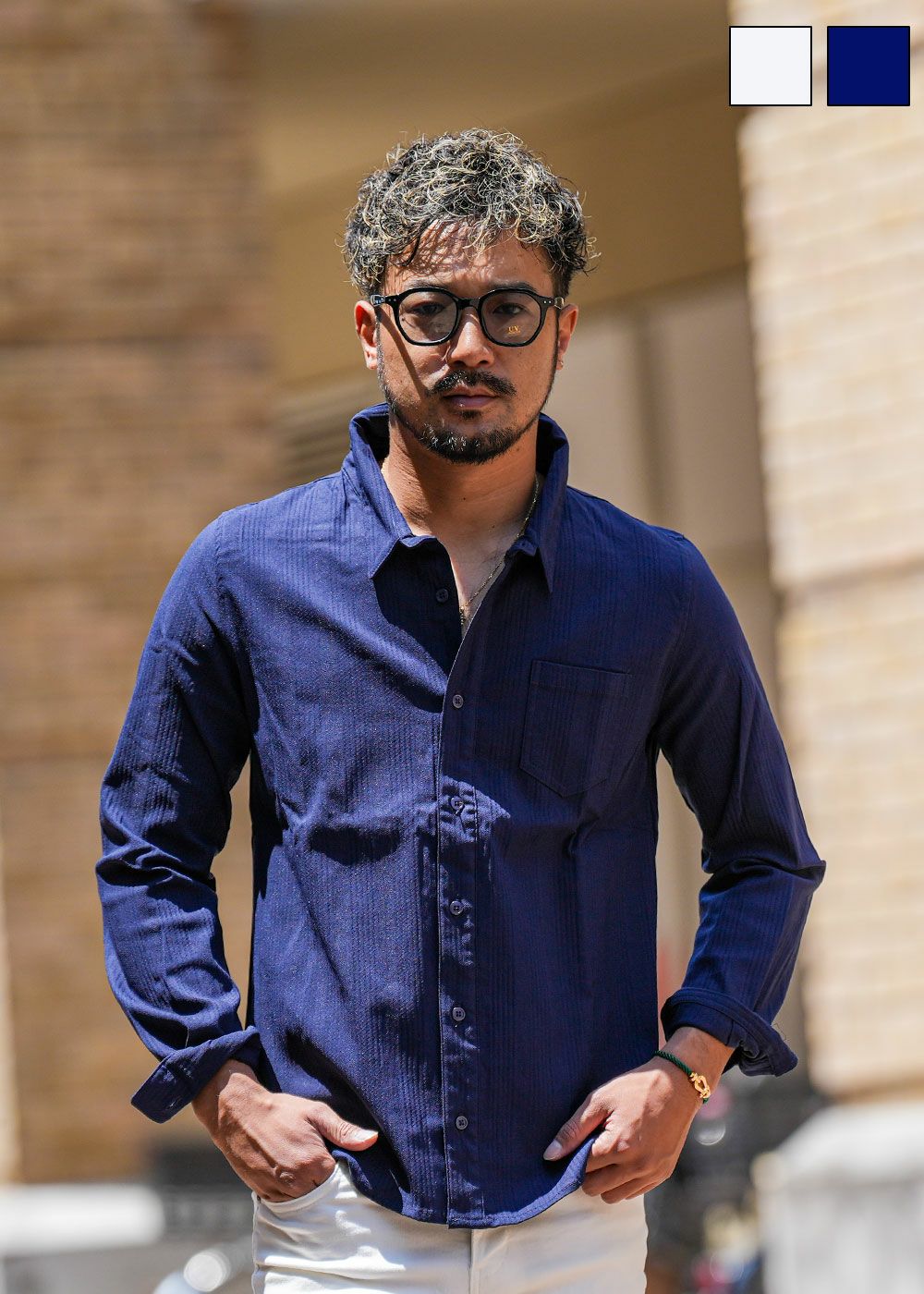 プレーンストライプストレッチロングシャツ | adamsJUGGLER（アダムス