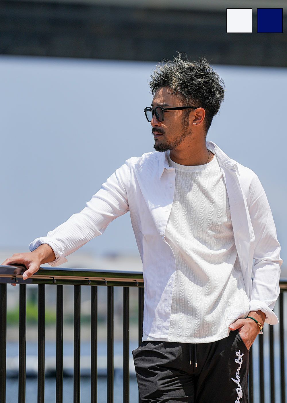 プレーンストライプストレッチロングシャツ | adamsJUGGLER（アダムス