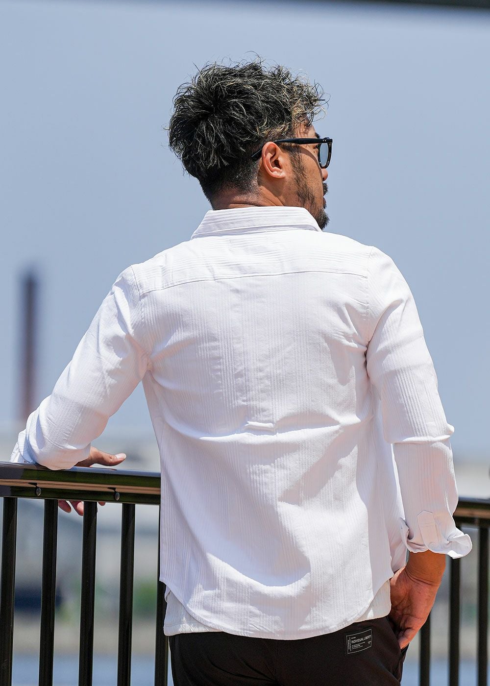 プレーンストライプストレッチロングシャツ | adamsJUGGLER（アダムス