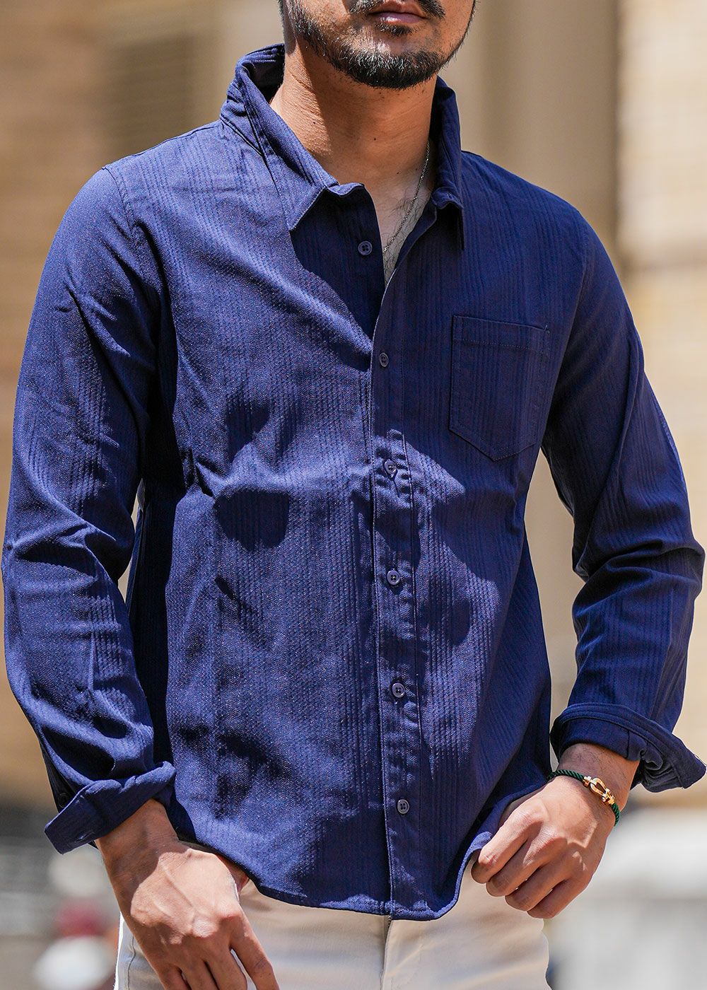 プレーンストライプストレッチロングシャツ | adamsJUGGLER（アダムス