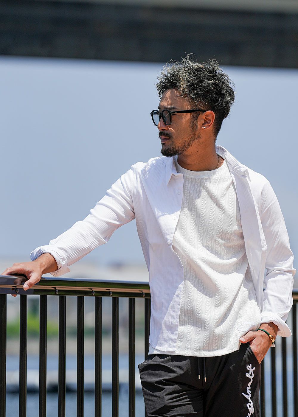 プレーンストライプストレッチロングシャツ | adamsJUGGLER（アダムス