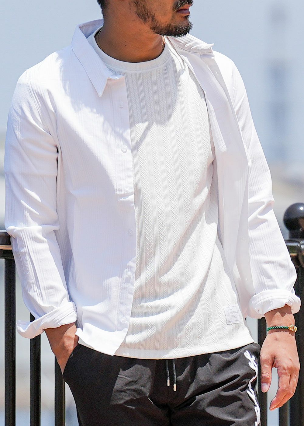 プレーンストライプストレッチロングシャツ | adamsJUGGLER（アダムス