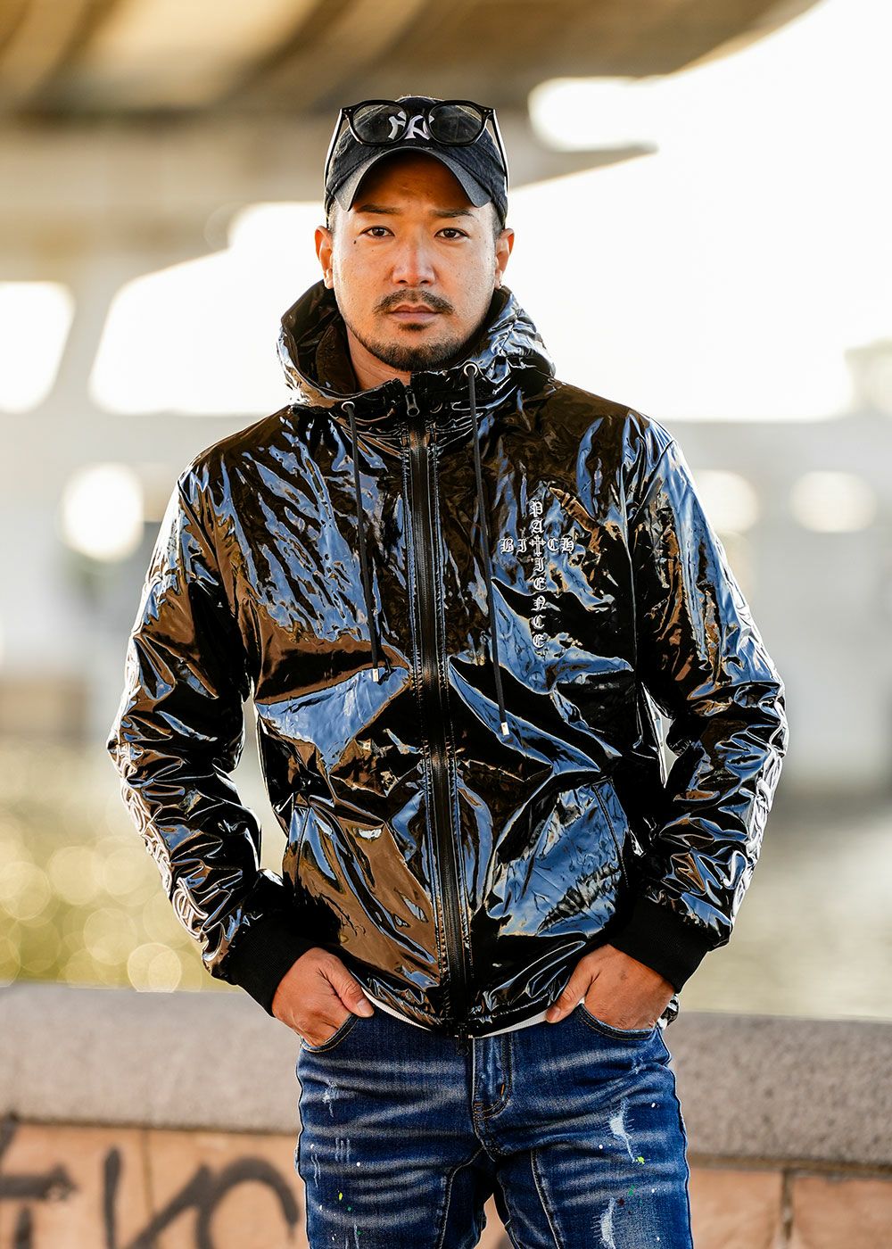 yazama様お値下げ品★アダムスジャグラー★フーディジップアップジャケット L RTEG Z.TレザーO.Eロングジップパーカー | adamsJUGGLER（アダムス